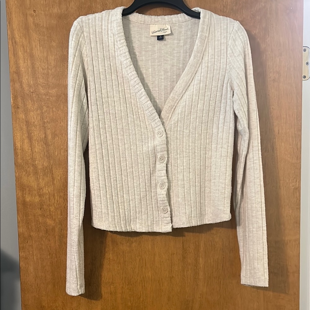 Women's Cream Ribbed Sweater